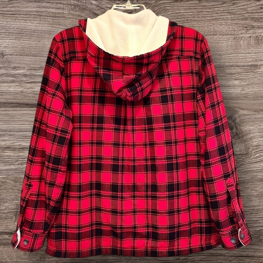 L.L.Bean Fleece‑Lined Plaid Hooded Shirt‑Jacket – Size XS - Picture 2 of 6